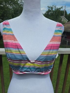 Roxy Striped Bikini Top XXL
